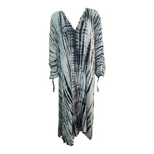Style Park 1 Dress Womens Size 3X Mint Green Black Tie Dye Made in Bali Beachy
